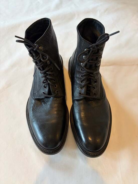 Frye Made in Italy Black Leather Lace-Up Combat Boots